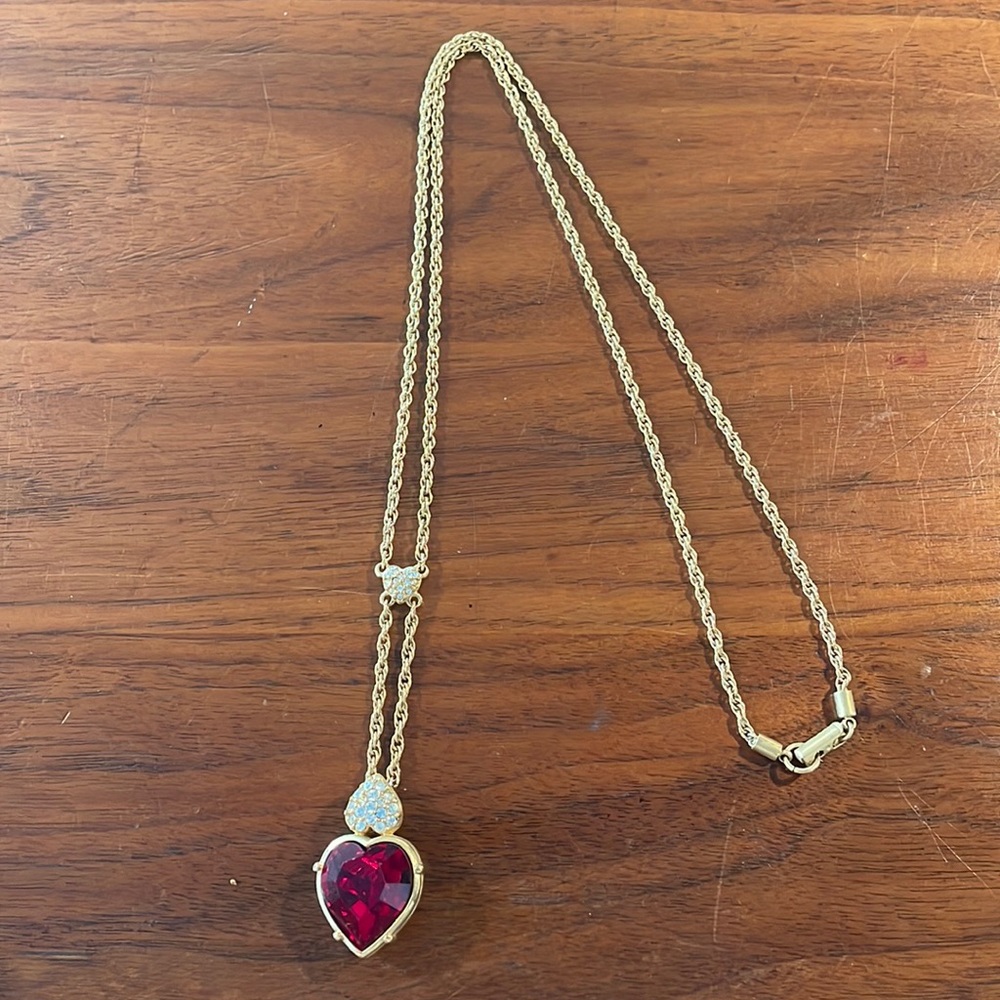 Swarovski Red Heart Necklace- Great Condition